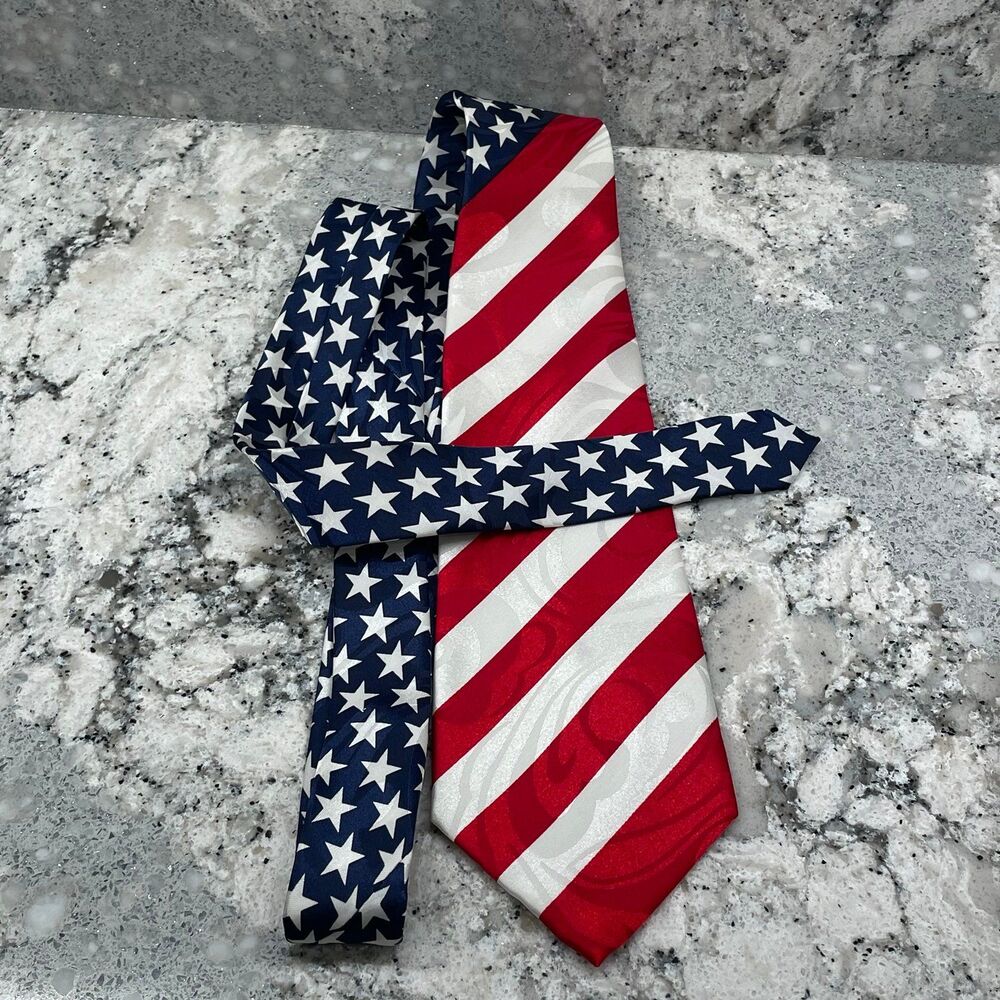 USA! American Flag Stars & Stripes Men's Hand Made Steven Harris Polyester Tie